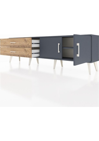 Arges Tv Ünitesi Tek Raflı 2 Çekmeceli 2 Kapaklı 176X30X51 Antrasit-Antrasit/çam fırsatları