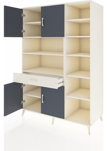 Kronos Dolap 10 Raflı Tek Çekmeceli 4 Kapaklı 132X59X195 Aytaşı-Antrasit/aytaşı modelleri