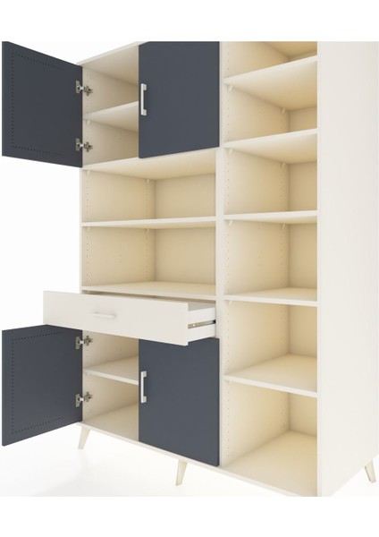 Kronos Dolap 10 Raflı Tek Çekmeceli 4 Kapaklı 132X59X195 Aytaşı-Antrasit/aytaşı fırsatları