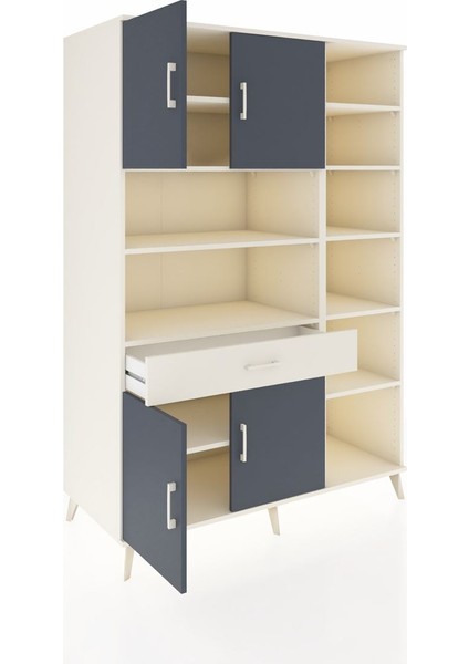 Kronos Dolap 10 Raflı Tek Çekmeceli 4 Kapaklı 132X59X195 Aytaşı-Antrasit/aytaşı indirimleri