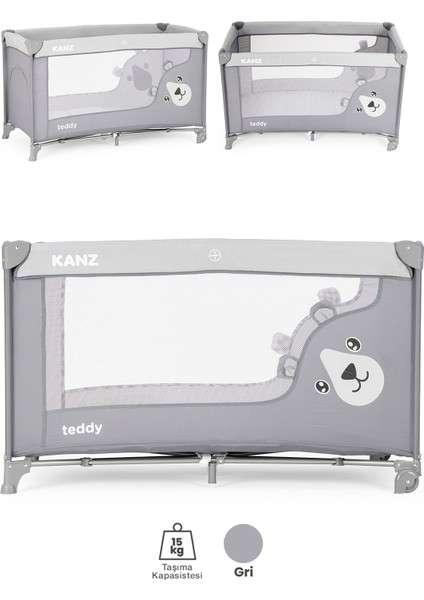 Teddy Oyun Parkı ve Park Yatak Gri 60 x 120