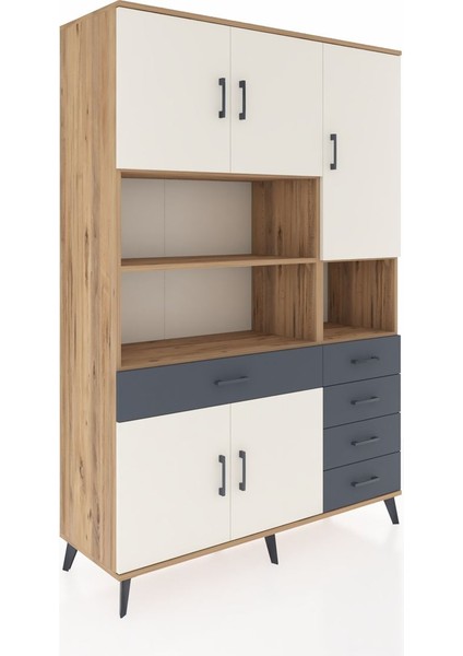 Hyperion Dolap 9 Raflı 5 Çekmeceli 5 Kapaklı 132X44X195 Çam-Aytaşı/antrasit fiyatları