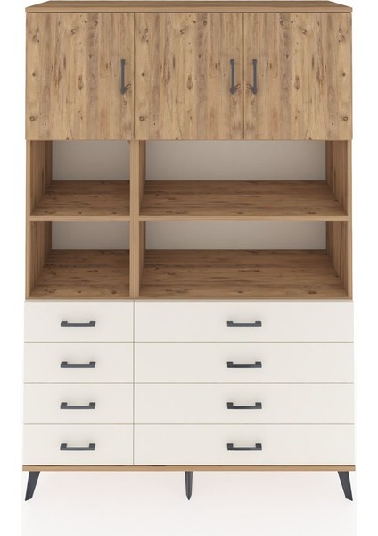 Hyperion Dolap 8 Raflı 8 Çekmeceli 3 Kapaklı 132X44X195 Çam-Çam/aytaşı