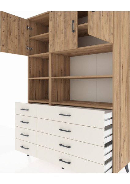 Hyperion Dolap 8 Raflı 8 Çekmeceli 3 Kapaklı 132X44X195 Çam-Çam/aytaşı fırsatları