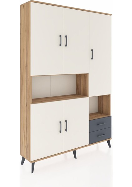 Arges Dolap 10 Raflı 2 Çekmeceli 5 Kapaklı 132X30X195 Çam-Aytaşı/antrasit fiyatları