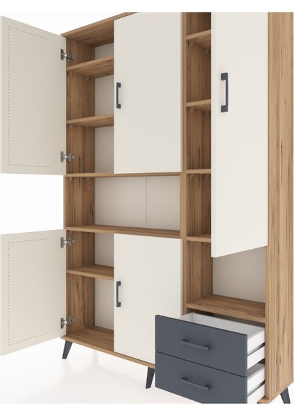 Arges Dolap 10 Raflı 2 Çekmeceli 5 Kapaklı 132X30X195 Çam-Aytaşı/antrasit fırsatları