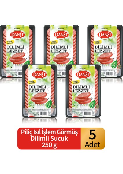 Piliç Dilimli Sucuk I Isıl Işlem Görmüş I 250 G x 5 Adet