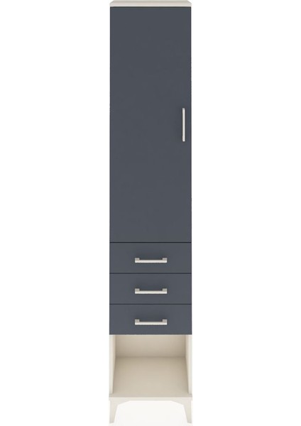 Arges Dolap 3 Raflı 3 Çekmeceli Tek Kapaklı 44X30X221 Aytaşı-Antrasit