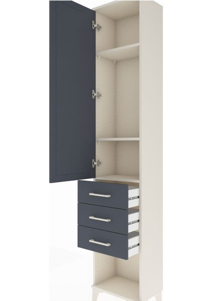 Arges Dolap 3 Raflı 3 Çekmeceli Tek Kapaklı 44X30X221 Aytaşı-Antrasit indirimleri