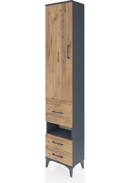 Arges Dolap 4 Raflı 3 Çekmeceli Tek Kapaklı 44X30X221 Antrasit-Çam modelleri