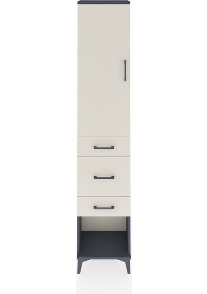 Arges Dolap 3 Raflı 3 Çekmeceli Tek Kapaklı 44X30X221 Antrasit-Aytaşı