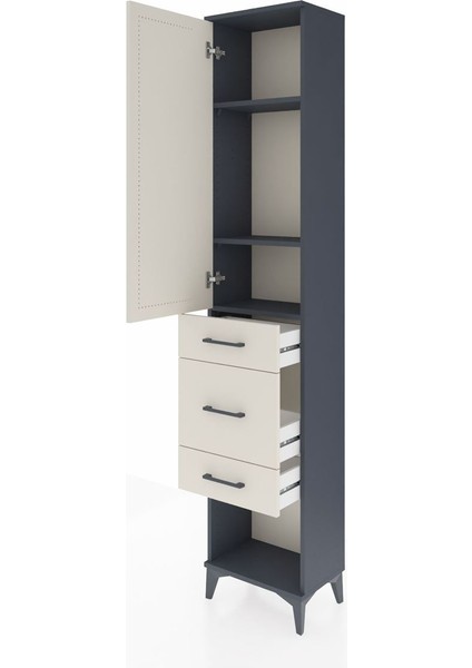 Arges Dolap 3 Raflı 3 Çekmeceli Tek Kapaklı 44X30X221 Antrasit-Aytaşı fırsatları