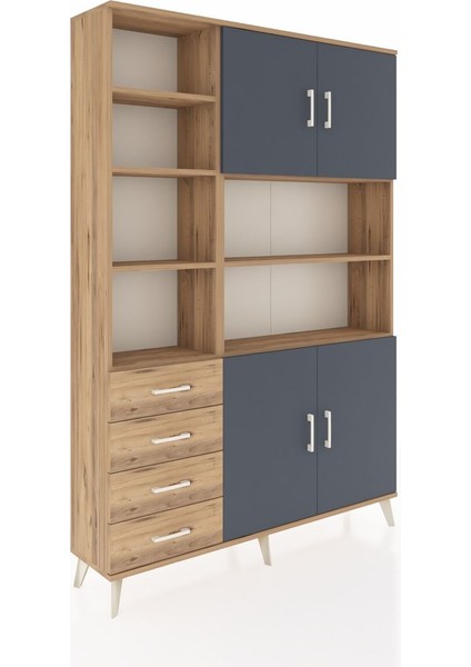 Arges Dolap 9 Raflı 4 Çekmeceli 4 Kapaklı 132X30X195 Çam-Antrasit/çam fiyatları