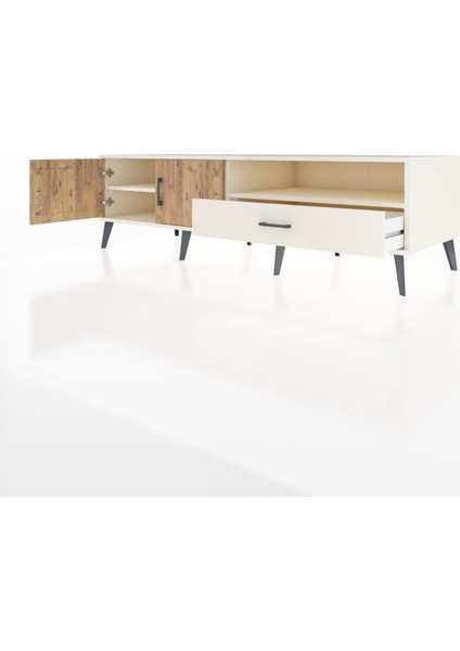 Kronos Tv Ünitesi 2 Raflı Tek Çekmeceli 2 Kapaklı 176X59X51 Aytaşı-Çam/aytaşı modelleri