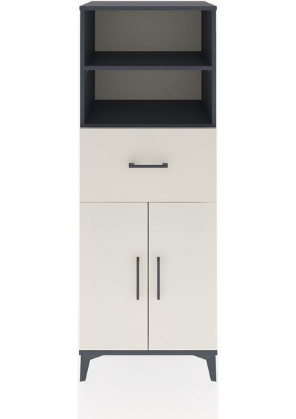 Hyperion Dolap 3 Raflı Tek Çekmeceli 2 Kapaklı 60X44X163 Antrasit-Aytaşı