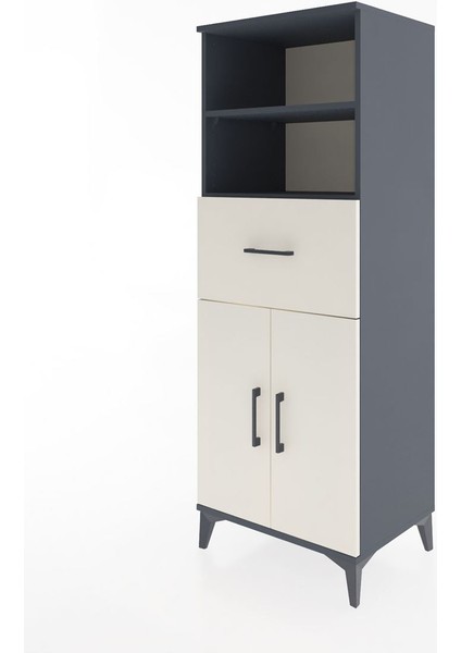 Hyperion Dolap 3 Raflı Tek Çekmeceli 2 Kapaklı 60X44X163 Antrasit-Aytaşı modelleri