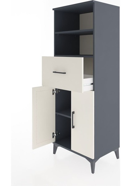 Hyperion Dolap 3 Raflı Tek Çekmeceli 2 Kapaklı 60X44X163 Antrasit-Aytaşı fırsatları