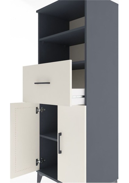 Hyperion Dolap 3 Raflı Tek Çekmeceli 2 Kapaklı 60X44X163 Antrasit-Aytaşı indirimleri