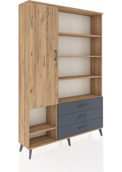 Arges Dolap 9 Raflı 3 Çekmeceli Tek Kapaklı 132X30X195 Çam-Çam/antrasit fiyatları