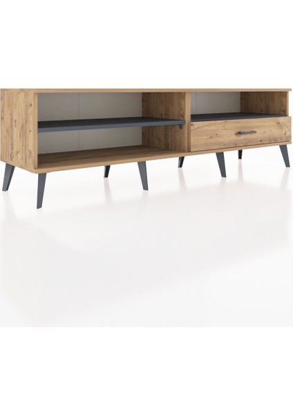 Hyperion Tv Ünitesi 2 Raflı Tek Çekmeceli 176X44X51 Çam-Antrasit/çam fiyatları