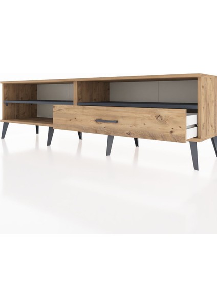 Hyperion Tv Ünitesi 2 Raflı Tek Çekmeceli 176X44X51 Çam-Antrasit/çam fırsatları