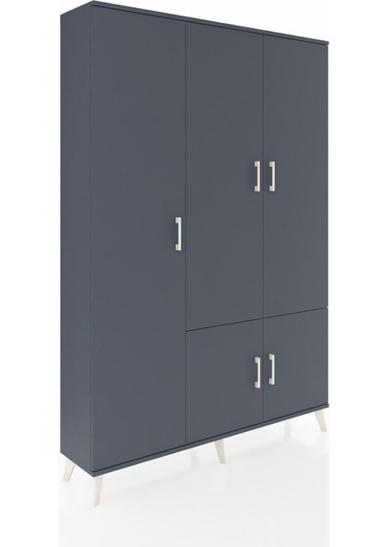 Arges Dolap 7 Raflı 5 Kapaklı Tek Askılı 132X30X195 Antrasit-Antrasit/çam fiyatları