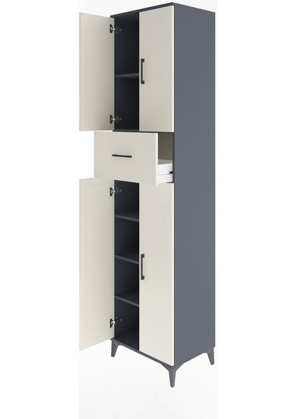 Hyperion Dolap 5 Raflı Tek Çekmeceli 4 Kapaklı 60X44X243 Antrasit-Aytaşı fırsatları