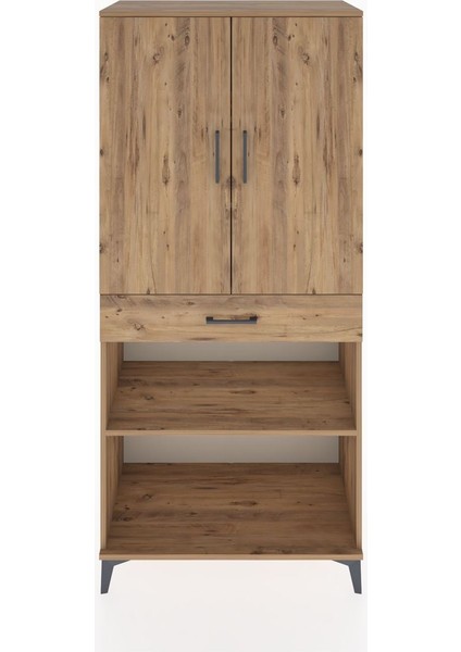 Hyperion Dolap 4 Raflı Tek Çekmeceli 2 Kapaklı 88X44X195 Çam-Çam