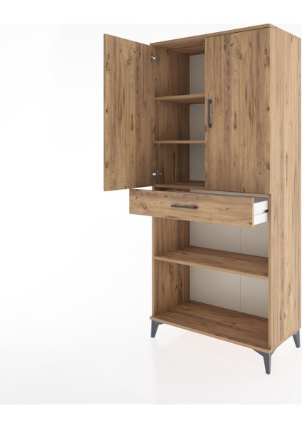 Hyperion Dolap 4 Raflı Tek Çekmeceli 2 Kapaklı 88X44X195 Çam-Çam fırsatları