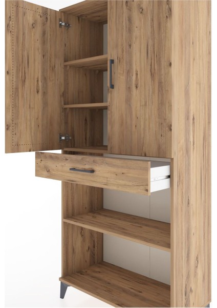 Hyperion Dolap 4 Raflı Tek Çekmeceli 2 Kapaklı 88X44X195 Çam-Çam indirimleri