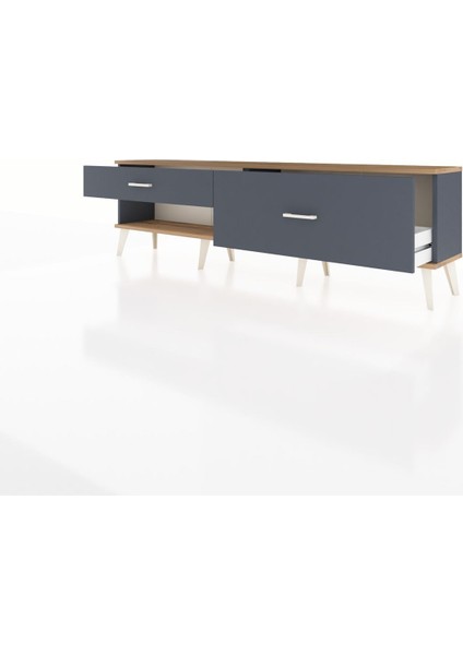 Arges Tv Ünitesi 2 Çekmeceli 176X30X51 Antrasit-Çam/antrasit modelleri