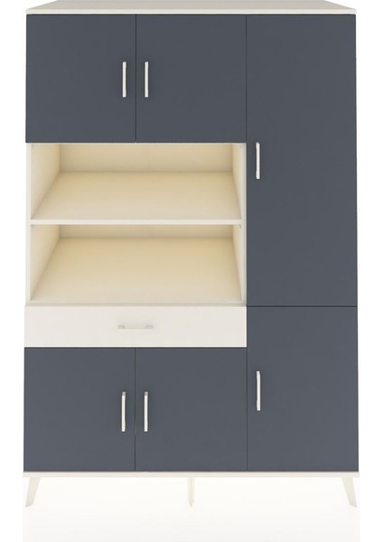 Kronos Dolap 10 Raflı Tek Çekmeceli 6 Kapaklı 132X59X195 Aytaşı-Antrasit/aytaşı