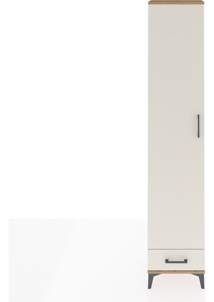 Arges Dolap 3 Raflı Tek Çekmeceli Tek Askılı 44X30X221 Çam-Aytaşı