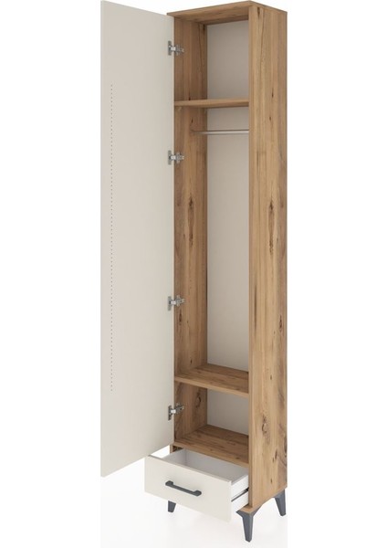 Arges Dolap 3 Raflı Tek Çekmeceli Tek Askılı 44X30X221 Çam-Aytaşı fırsatları