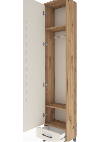 Arges Dolap 3 Raflı Tek Çekmeceli Tek Askılı 44X30X221 Çam-Aytaşı indirimleri