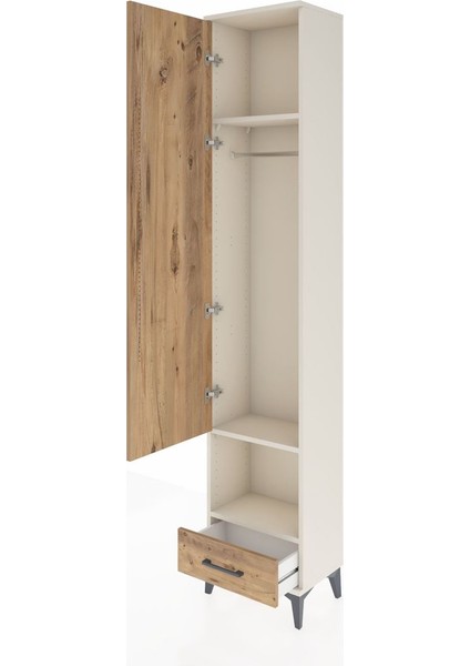 Arges Dolap 3 Raflı Tek Çekmeceli Tek Askılı 44X30X221 Aytaşı-Çam fırsatları