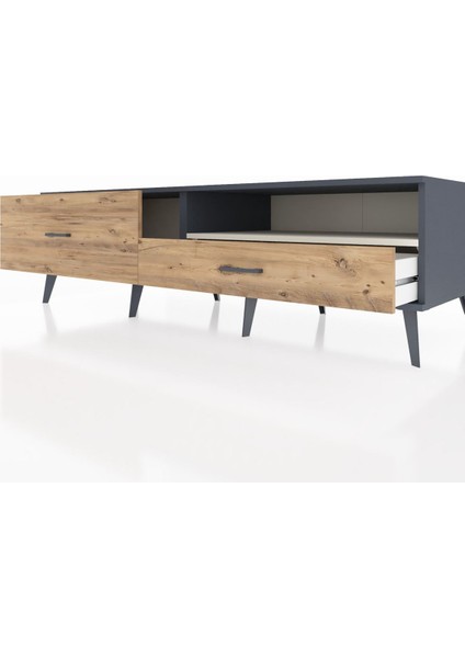 Kronos Tv Ünitesi Tek Raflı 2 Çekmeceli 176X59X51 Antrasit-Aytaşı/çam fırsatları