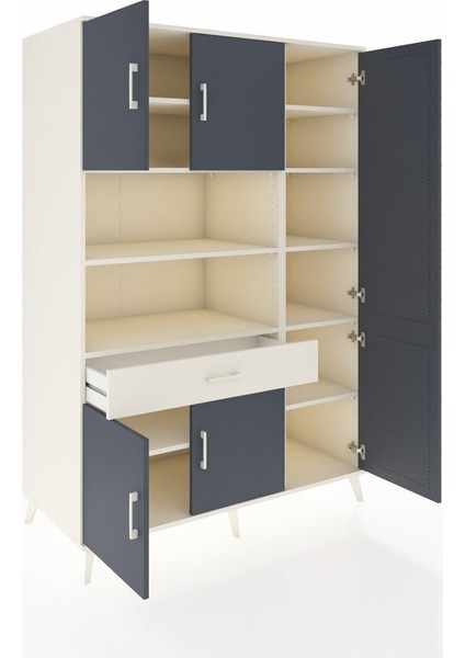 Kronos Dolap 10 Raflı Tek Çekmeceli 6 Kapaklı 132X59X195 Aytaşı-Antrasit/aytaşı indirimleri