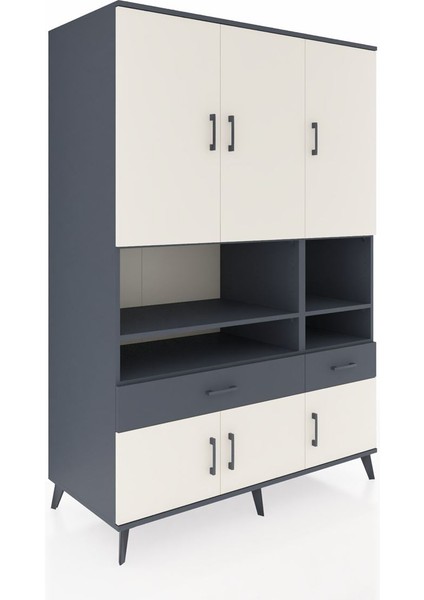 Kronos Dolap 8 Raflı 2 Çekmeceli 6 Kapaklı 132X59X195 Antrasit-Aytaşı/antrasit fiyatları