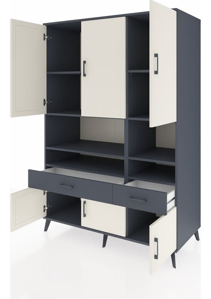 Kronos Dolap 8 Raflı 2 Çekmeceli 6 Kapaklı 132X59X195 Antrasit-Aytaşı/antrasit modelleri