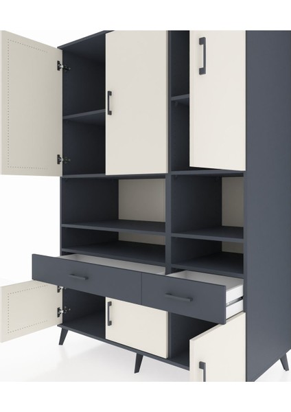 Kronos Dolap 8 Raflı 2 Çekmeceli 6 Kapaklı 132X59X195 Antrasit-Aytaşı/antrasit fırsatları