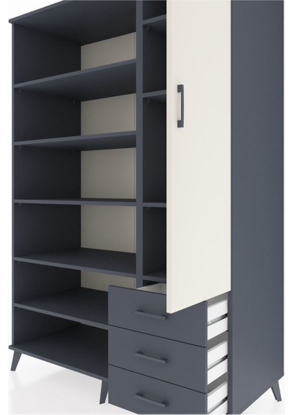 Kronos Dolap 9 Raflı 3 Çekmeceli Tek Kapaklı 132X59X195 Antrasit-Aytaşı/antrasit fırsatları