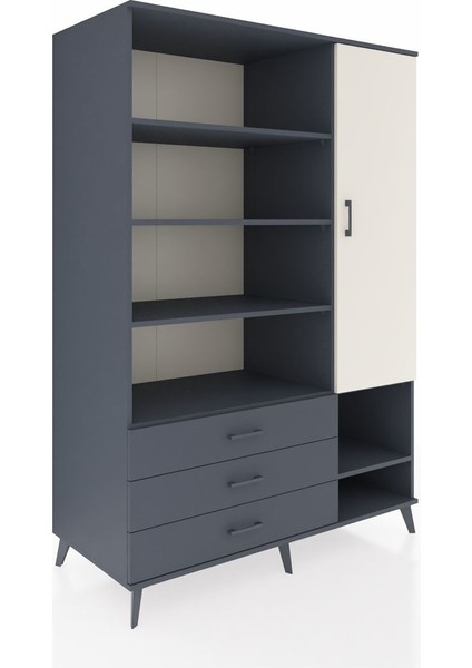 Kronos Dolap 9 Raflı 3 Çekmeceli Tek Kapaklı 132X59X195 Antrasit-Aytaşı/antrasit fiyatları