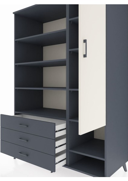 Kronos Dolap 9 Raflı 3 Çekmeceli Tek Kapaklı 132X59X195 Antrasit-Aytaşı/antrasit fırsatları