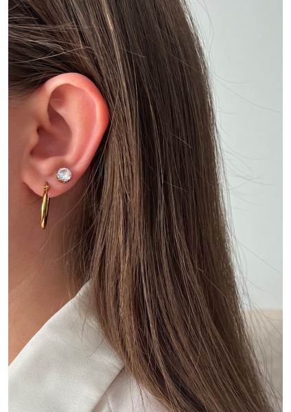 12'li Gold Paslanmaz Çelik Mega Küpe Seti - 3 Boy Halka, Kalp ve Yıldız Kombini fırsatları