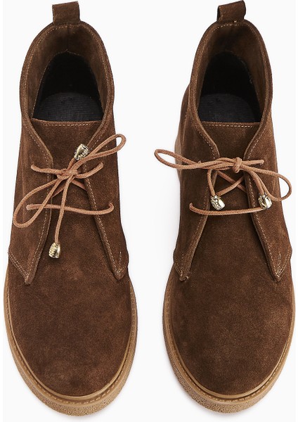 Henna Hakiki Deri Kahve Süet Bağcıklı Kadın Bot modelleri