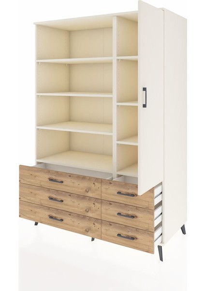 Kronos Dolap 8 Raflı 6 Çekmeceli Tek Kapaklı 132X59X195 Aytaşı-Aytaşı/çam modelleri