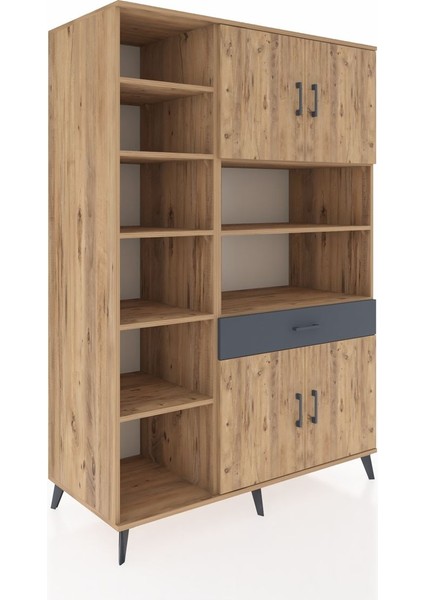 Kronos Dolap 10 Raflı Tek Çekmeceli 4 Kapaklı 132X59X195 Çam-Çam/antrasit fiyatları