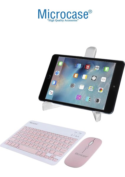Huawei Matepad Air 2025 ile Uyumlu Tablet Çanta+Türkçe Bluetooth Klavye +Mouse+ Standı - Pembe AL4382