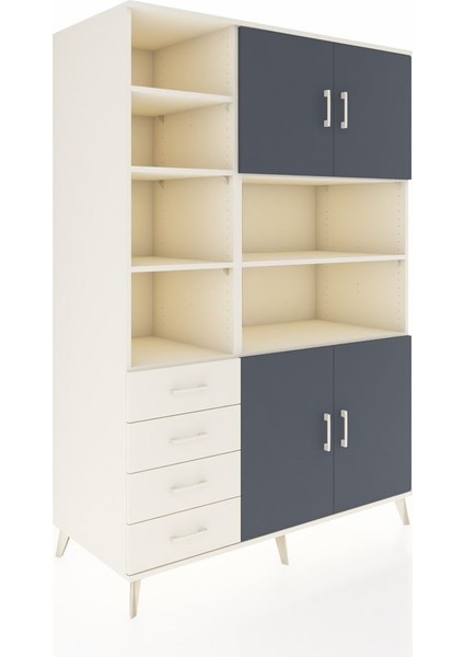 Kronos Dolap 9 Raflı 4 Çekmeceli 4 Kapaklı 132X59X195 Aytaşı-Antrasit/aytaşı fiyatları